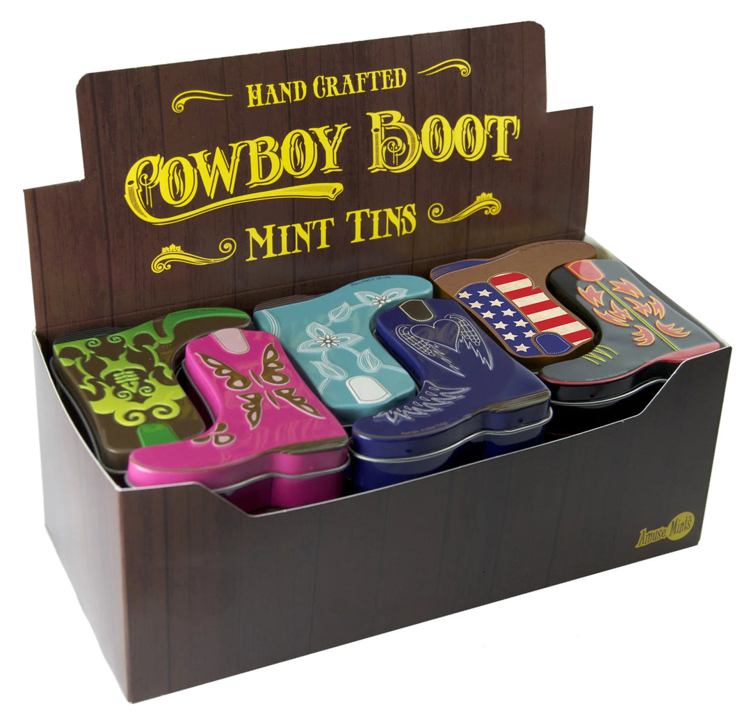 Amuse Mints Cowboy Boot Asst Tins