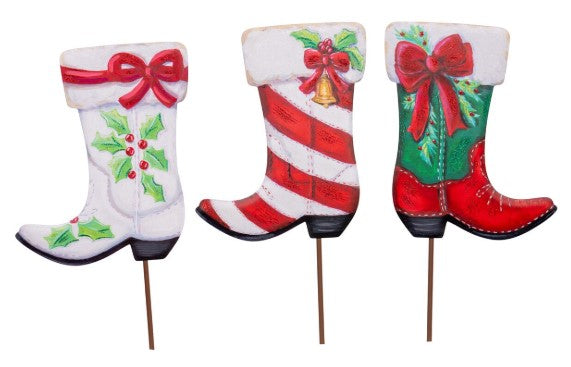 Cowboy Boot Stocking Garden Stakes
