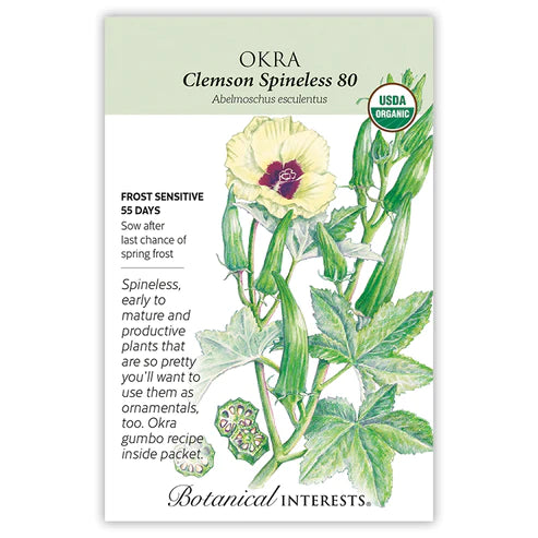 Okra Clemson Spineless 80 Seeds ORG