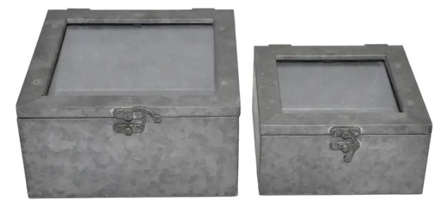 Square Metal Collection Boxes, S/2