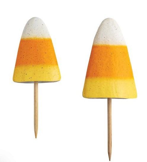 Metal Candy Corn Yard Stakes, S/2