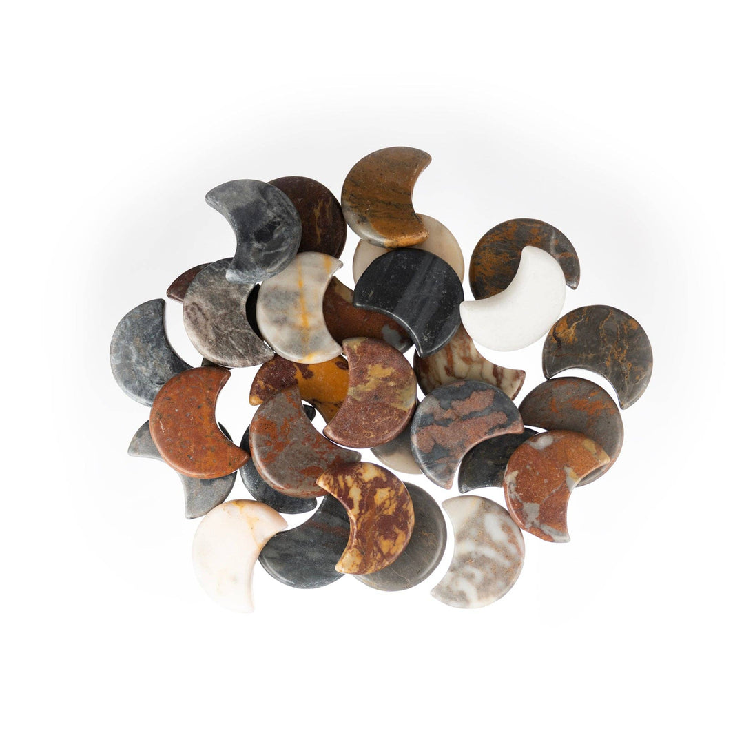 Moon Shaped River Stones - Assorted Set of 30