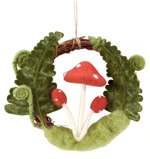 Mushroom Fern Wreath