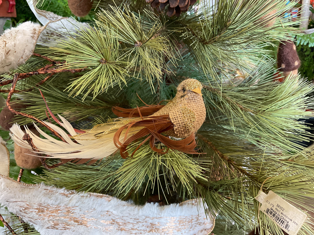 Burlap Bird Clip