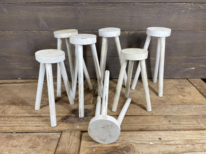 Farmhouse Stool-Assorted Sizes-CLEARANCE-3 Legs-White-$5