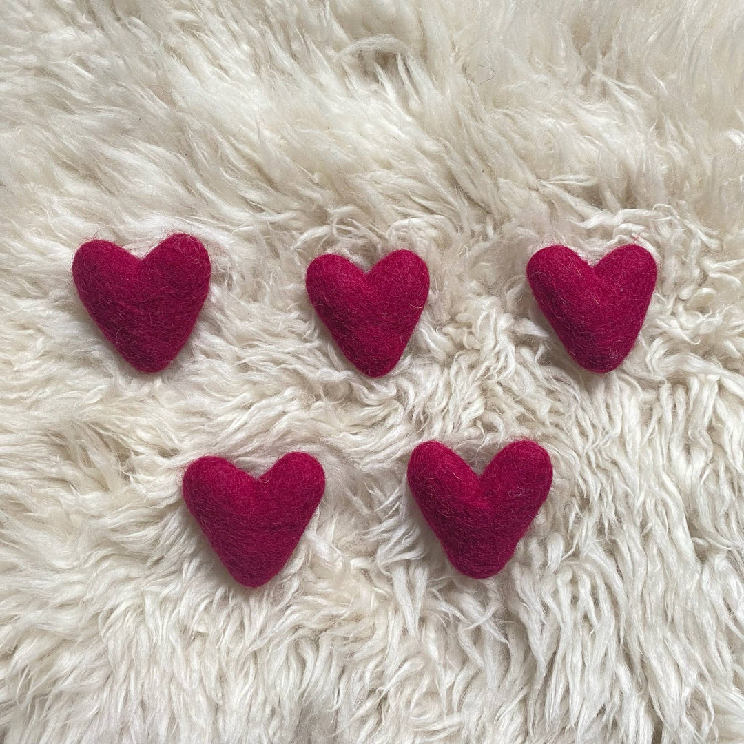 Felted Wool Wine Hearts- Set of 20