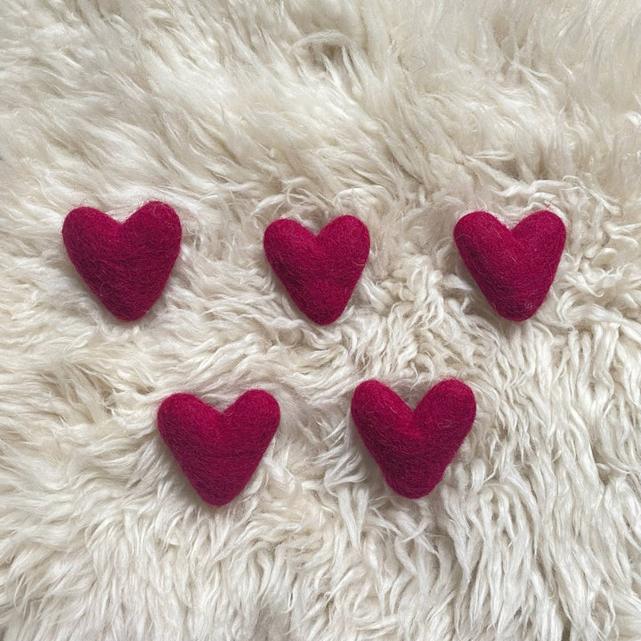 Felted Wool Wine Hearts- Set of 20
