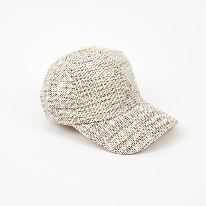 Handwoven Black & White Textured Baseball Hat