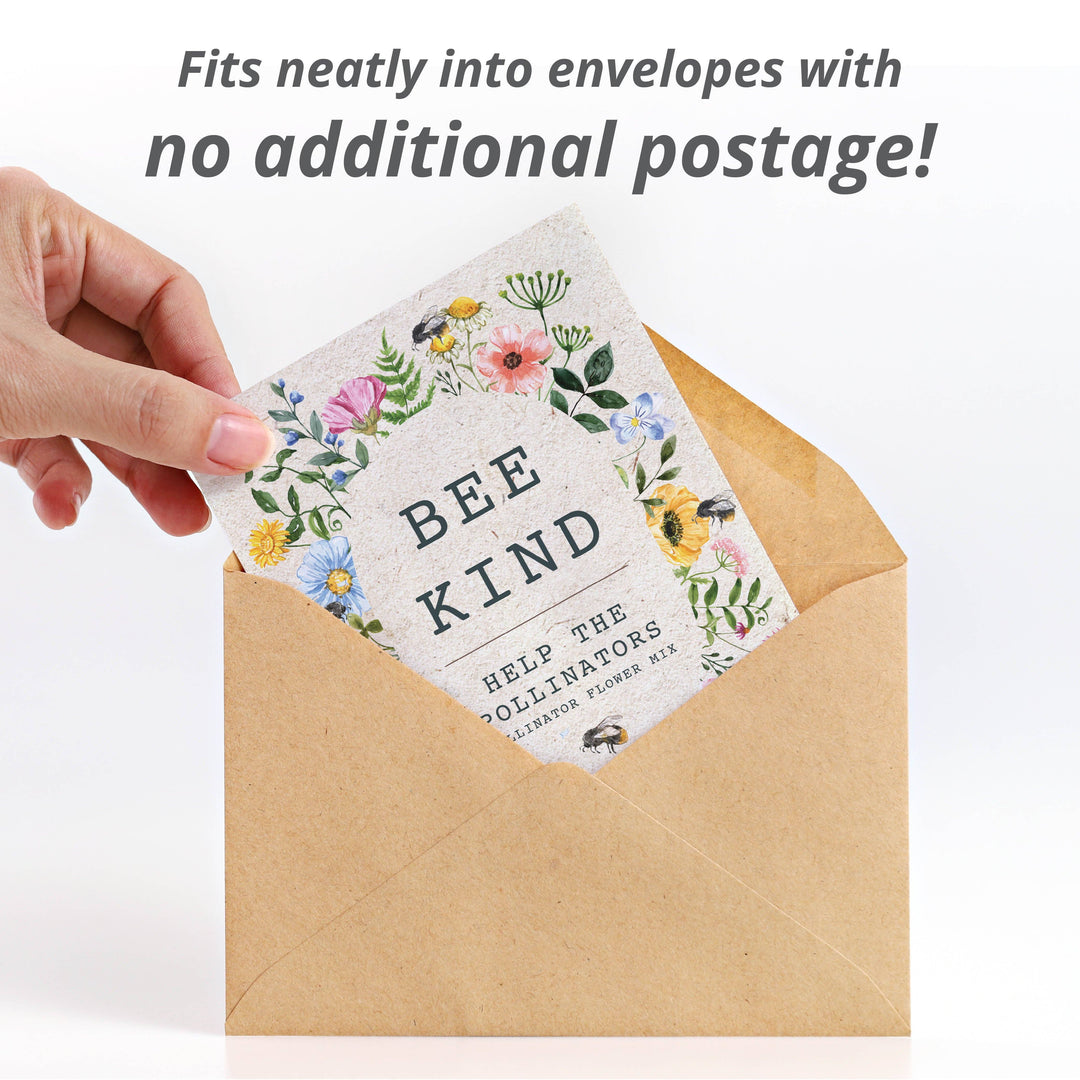Bee Kind Help Pollinators Kraft Bee - Flower Mix Seed Packets