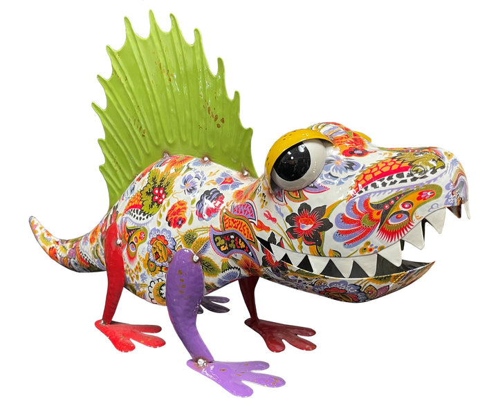 Colorful Enameled-Metal Dinosaur Statue