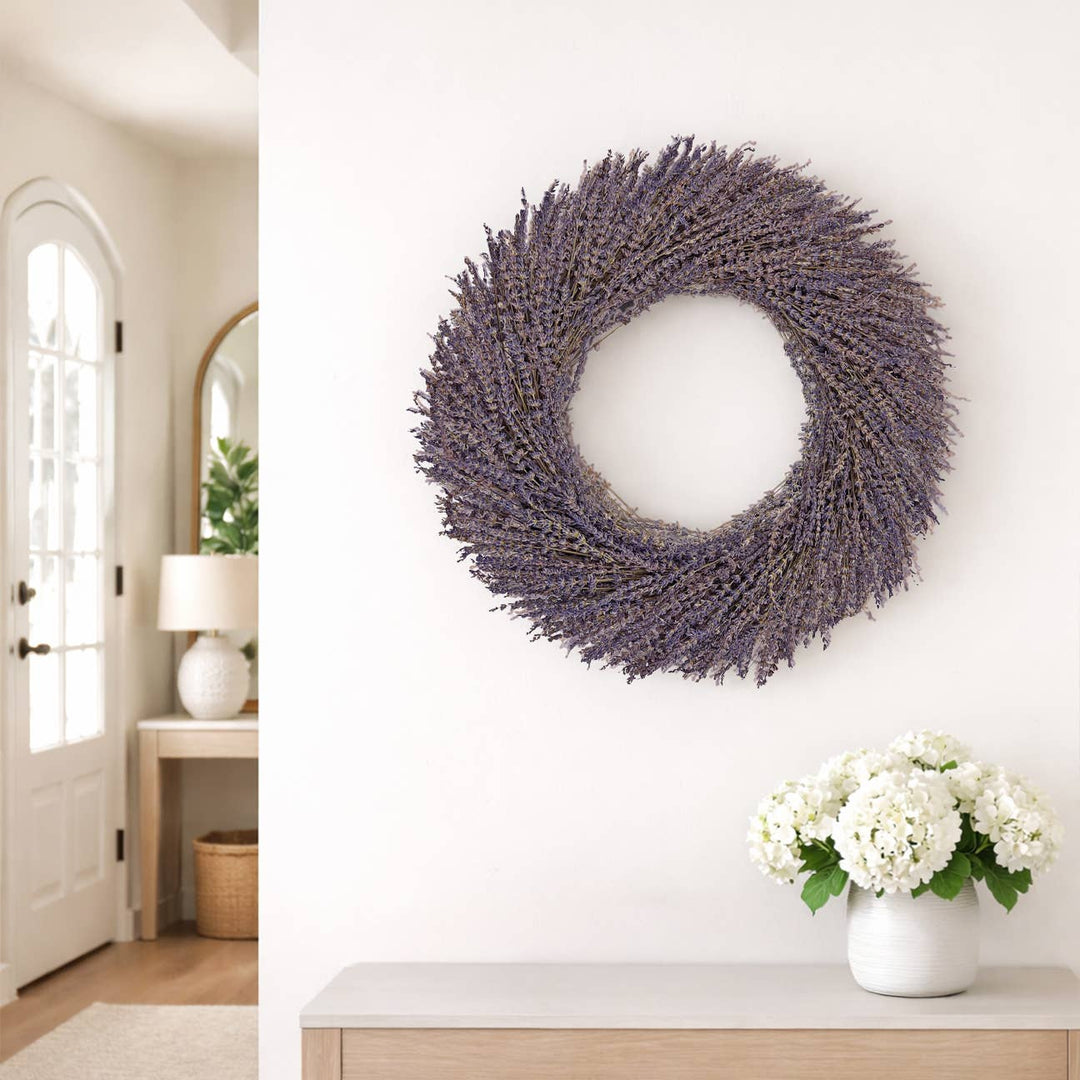 Real Preserved Dried Lavender Decorative Wreath in Purple