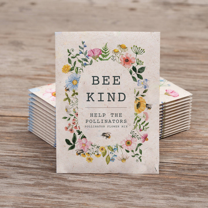 Bee Kind Help Pollinators Kraft Bee - Flower Mix Seed Packets
