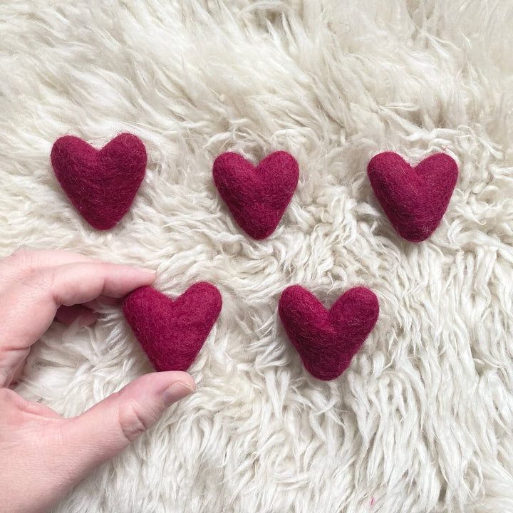 Felted Wool Wine Hearts- Set of 20