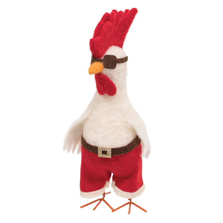 Santa Chicken Christmas Felted Ornament