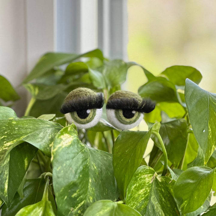 Felted Wool Planter Eyeballs with Eyelashes 
