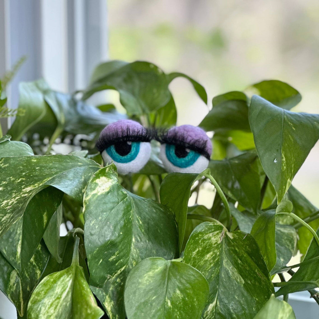 Felted Wool Planter Eyeballs with Eyelashes 