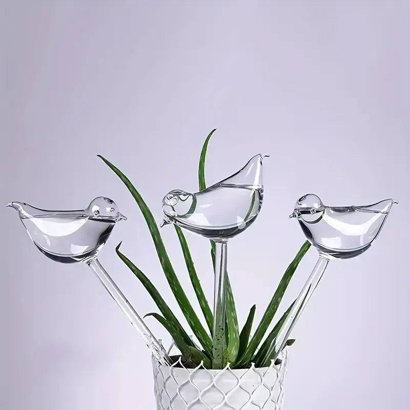 self watering plant glass birds Bird Shaped Self Watering Bulbs: Watering Stakes for Plants