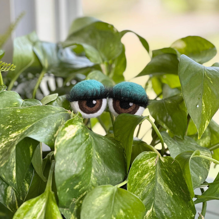 Felted Wool Planter Eyeballs with Eyelashes 