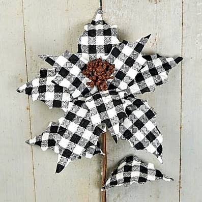 ISB79901- 30in Black White Plaid Jumbo Poinsettia-