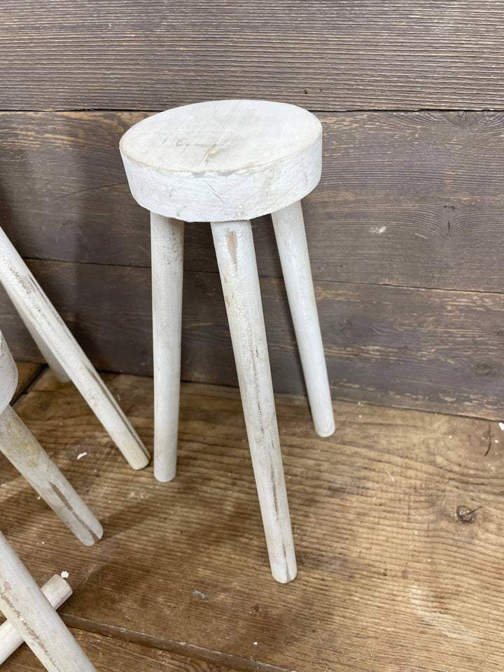 Farmhouse Stool-Assorted Sizes-CLEARANCE-3 Legs-White-$5
