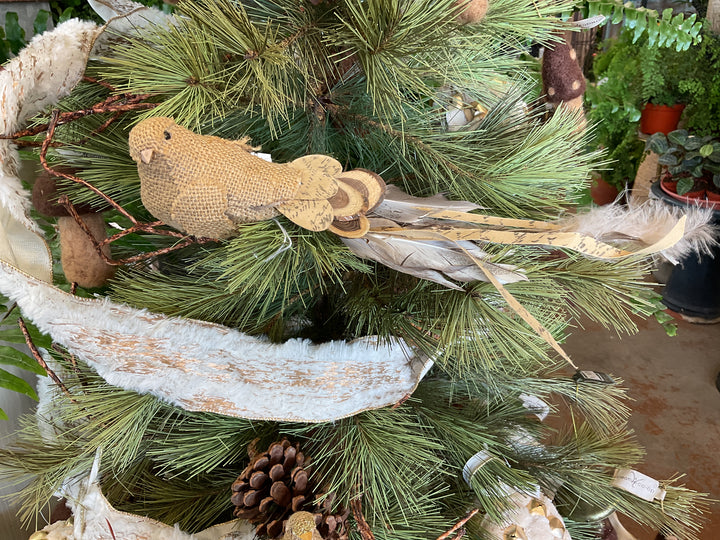 Burlap Bird Clip