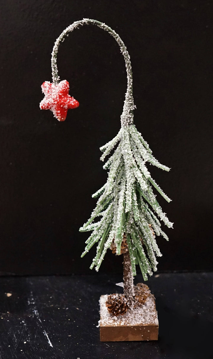 ISB75031- 8in Snowy Shooting Star Mini Tree-Green