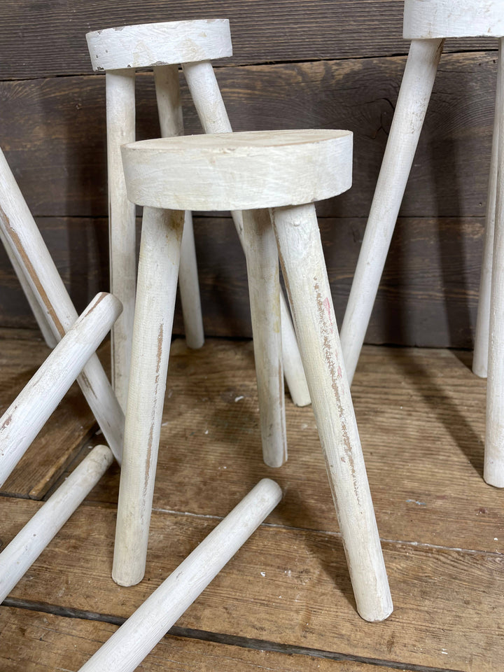 Farmhouse Stool-Assorted Sizes-CLEARANCE-3 Legs-White-$5