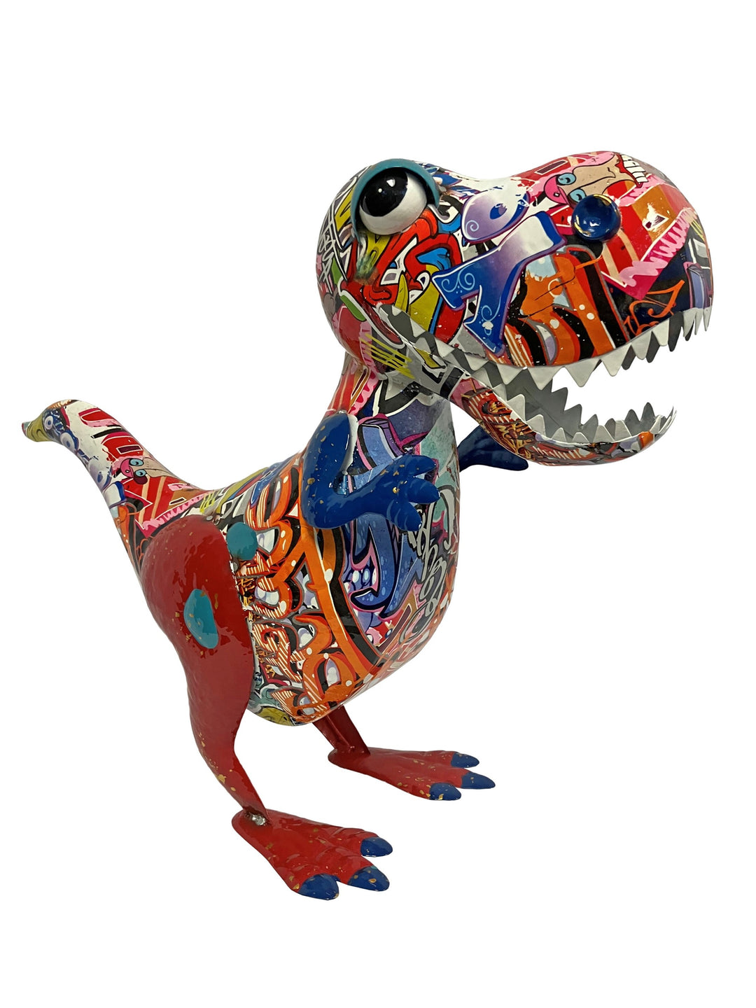 Colorful Enameled-Metal Dinosaur Statue