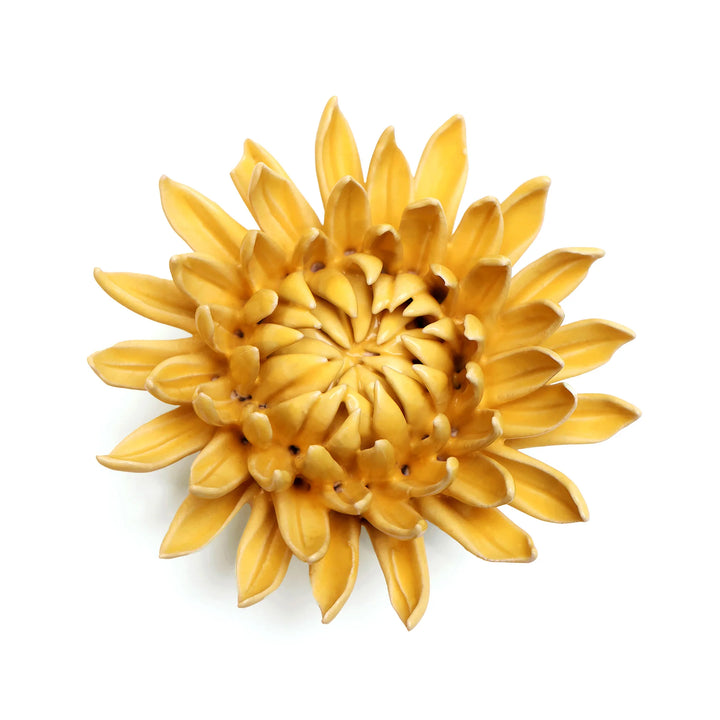 Ceramic Flower Wall Art Mum Yellow