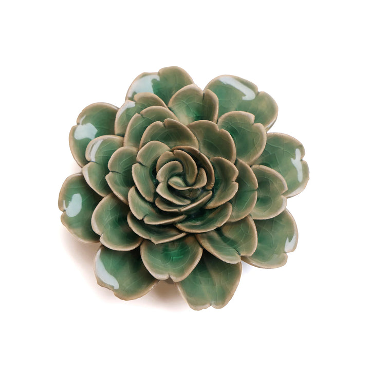 Ceramic Flower Wall Art Pastel Green Flower