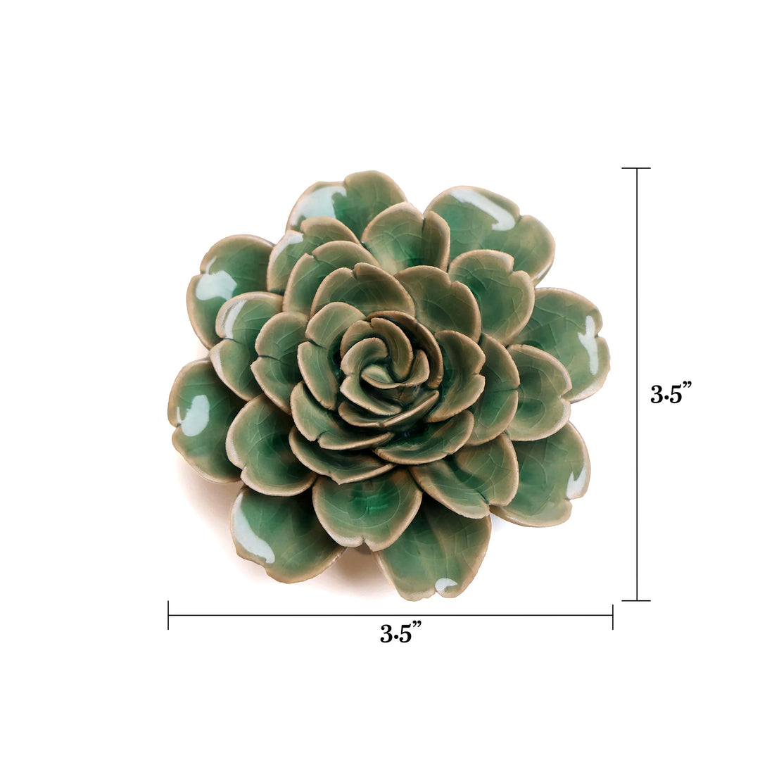 Ceramic Flower Wall Art Pastel Green Flower