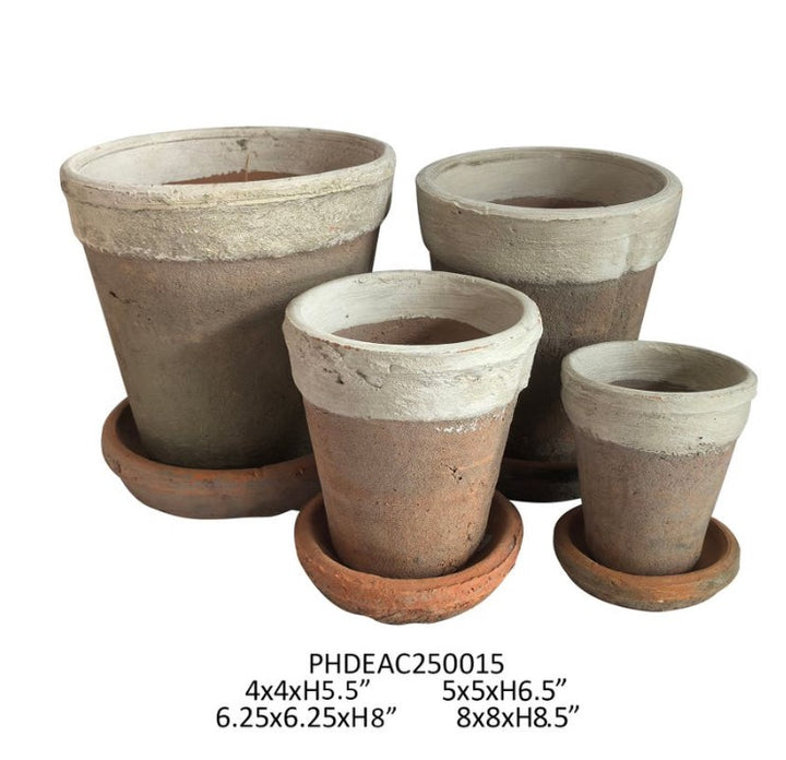 Collier Antiqued Red Herb Pots