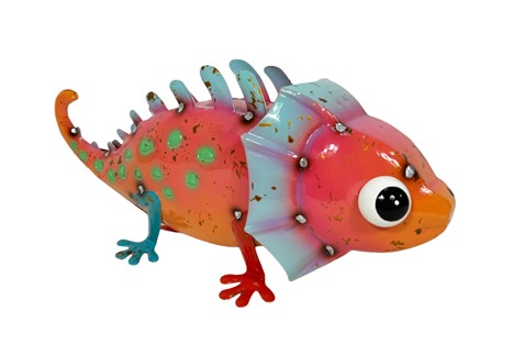 Colorful Enameled-Metal Dinosaur Statue