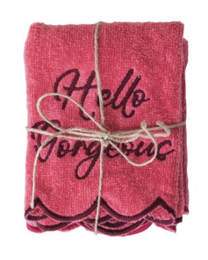 Embroidered Saying Cotton Terry Washcloths