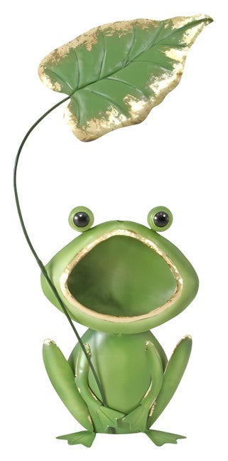 Enameled-Metal Frog Feeder Statue