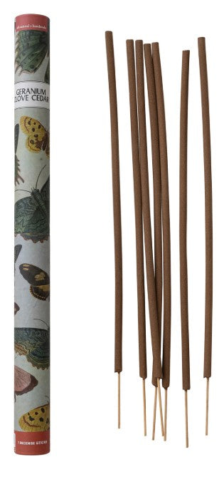 All Natural Handmade Geranium, Clove & Cedar Scented Outdoor Incense Sticks