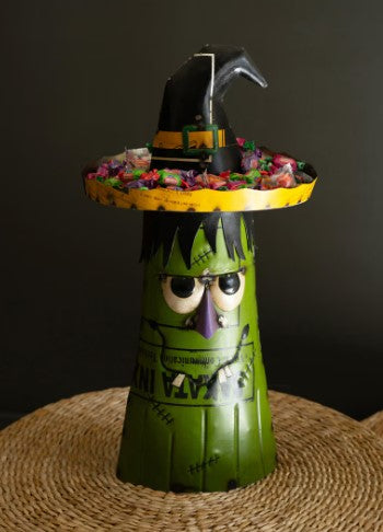 Recycled Iron Green Monster with Candy Bowl Hat