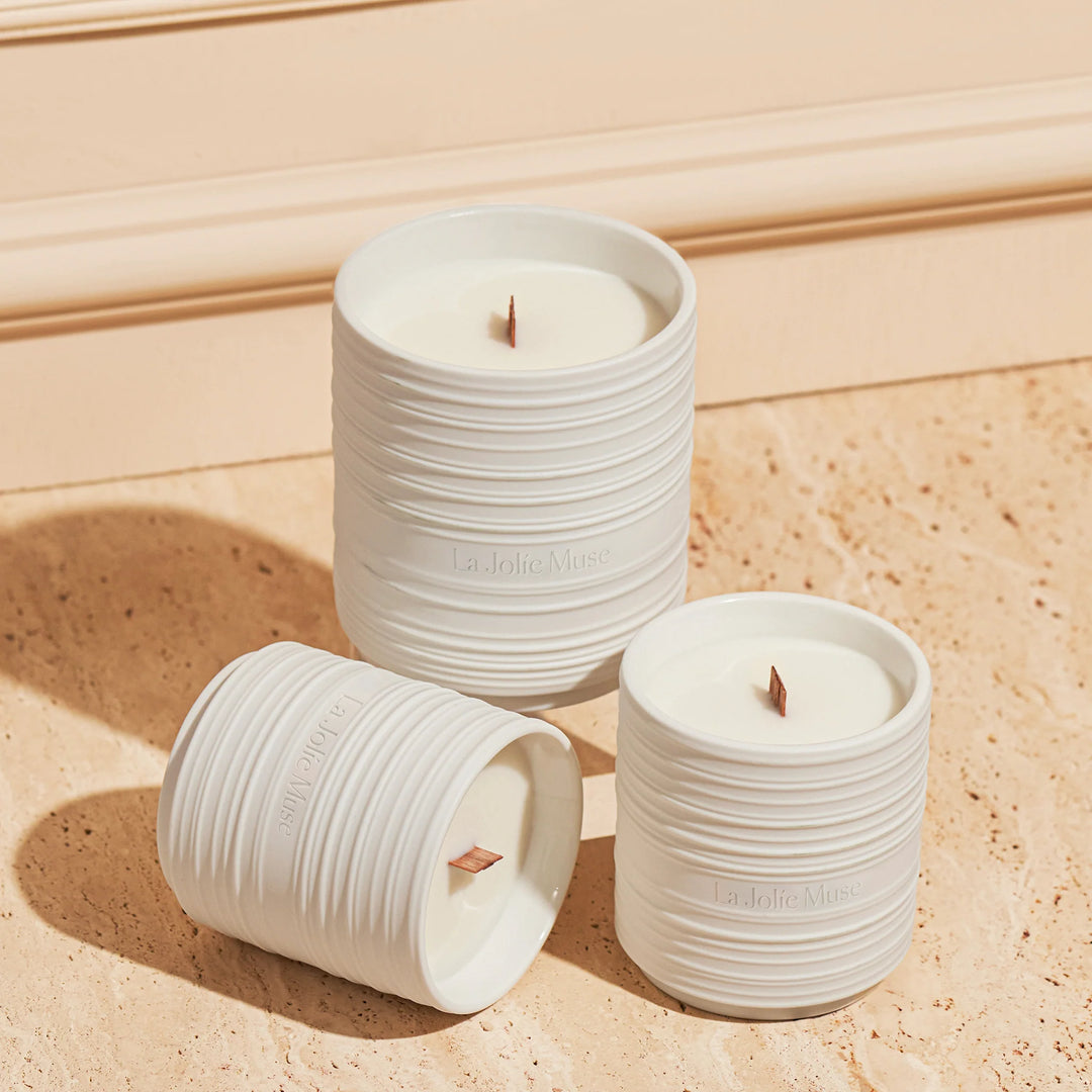 La Jolie Muse Candle in White Ceramic Jar