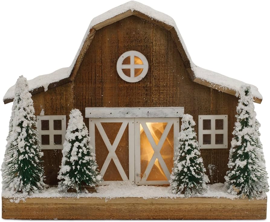 Christmas Snowy Barn Diorama
