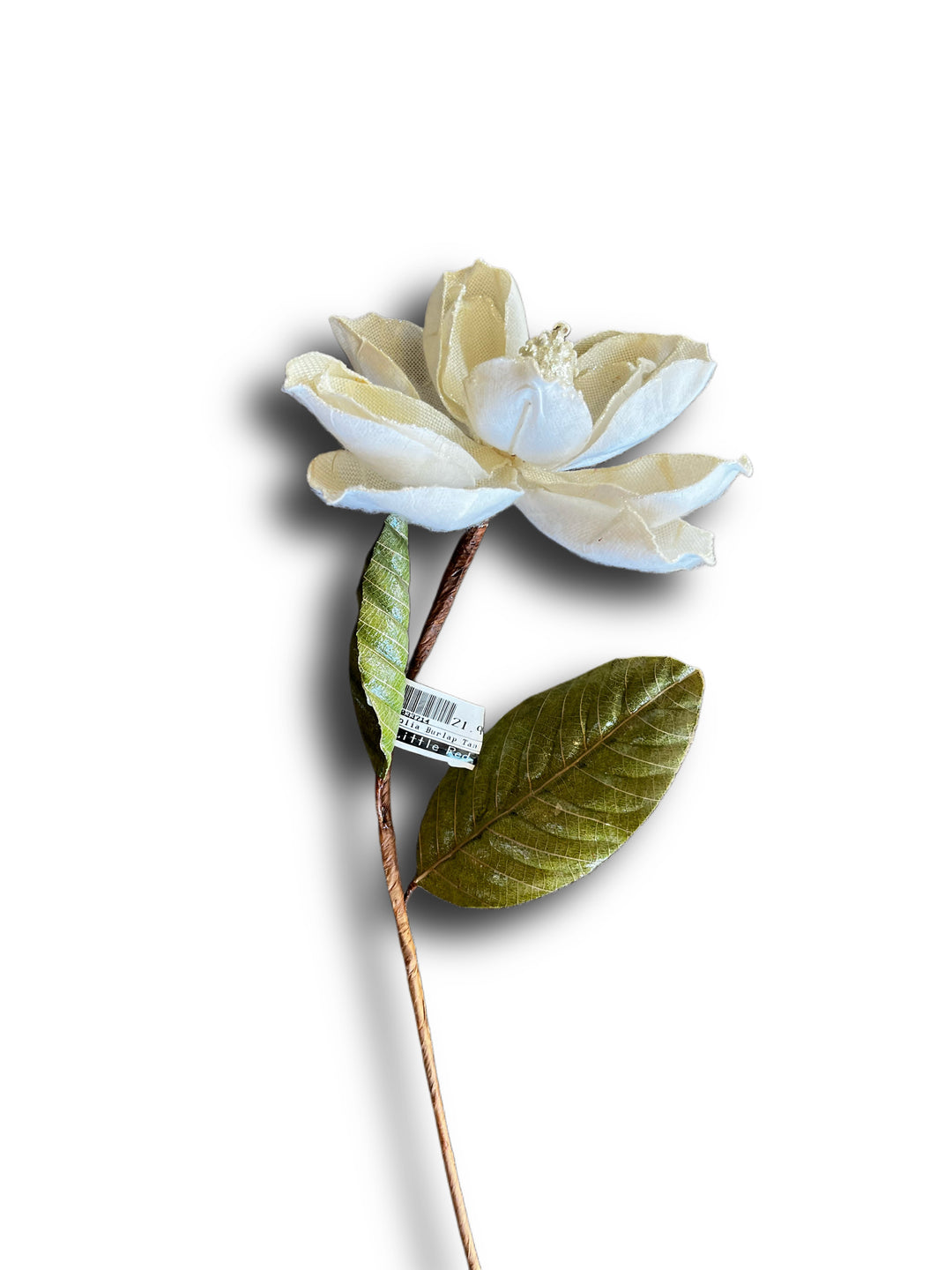 White Magnolia Burlap Stick