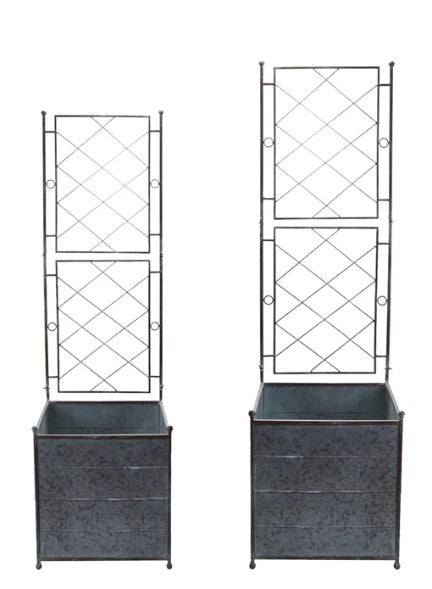 Galvanized Metal Planters with Trellis