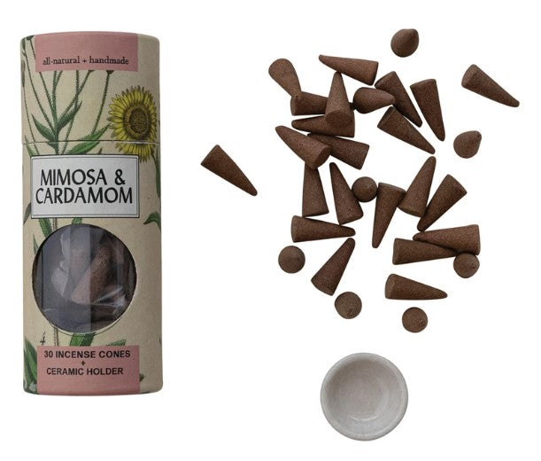 30-Piece Scented Incense Cones, w/ ceramic holder