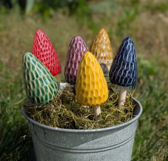 Colored Morel Mushroom Garden Stakes