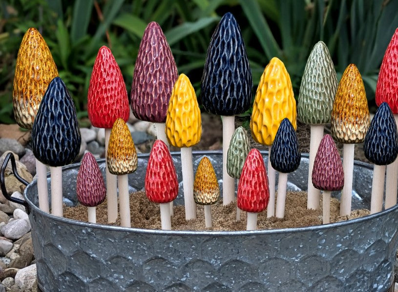 Colored Morel Mushroom Garden Stakes