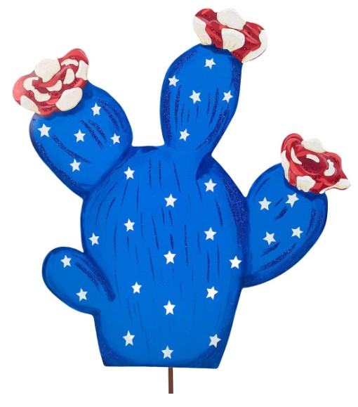Red & Blue Cactus Yard Stakes