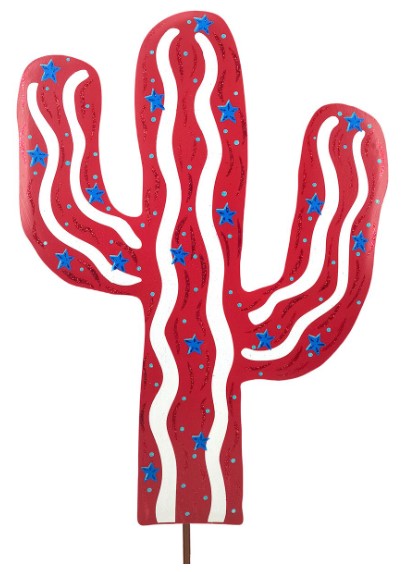 Red & Blue Cactus Yard Stakes