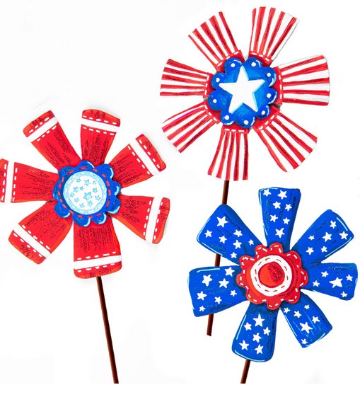 Patriotic Ribbon Flower Picks