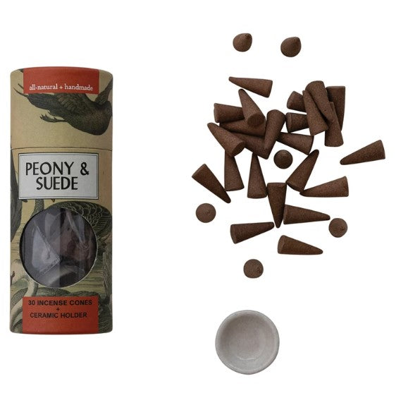 30-Piece Scented Incense Cones, w/ ceramic holder