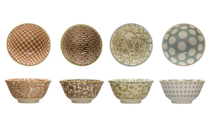 Patterned Stoneware Pinch Pot