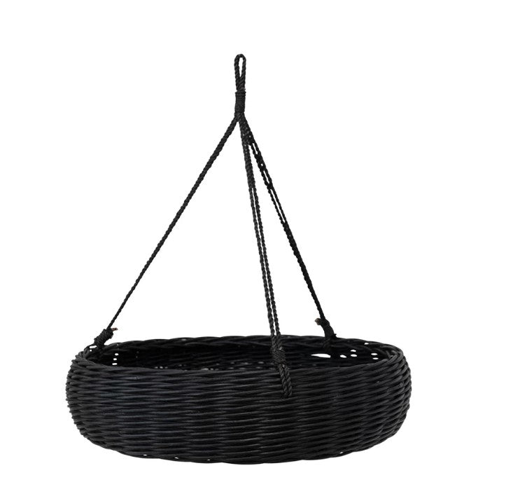 Hand-Woven Hanging Rattan Basket